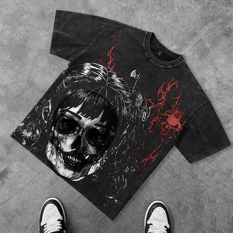 hongfeng’s streetwear t shirts men are crafted with gothic antique portrait patterns for a unique style.